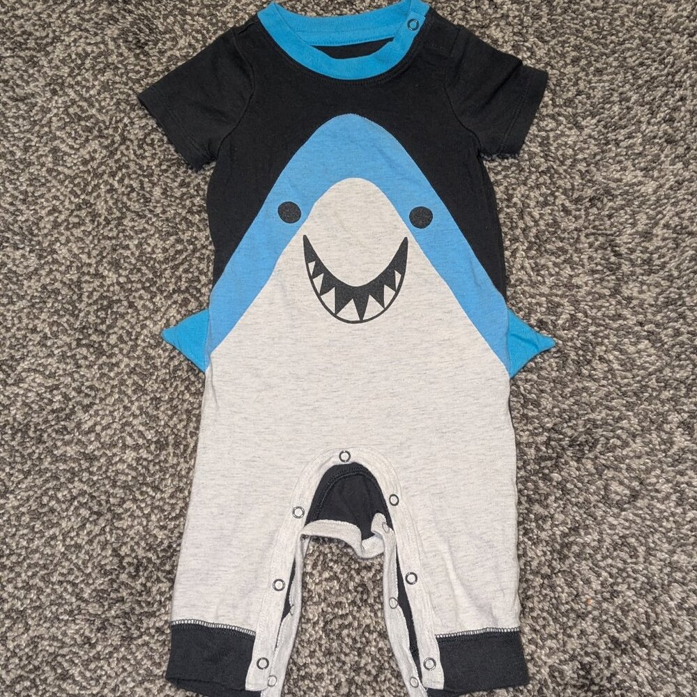 Cat & Jack shark playsuit, 0-3 months